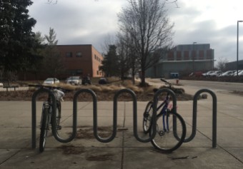 Bikes outside of Pearce Hall on Thursday Feb. 23rd. The nice weather has more people utilizing their bikes to enjoy their commute to class.
